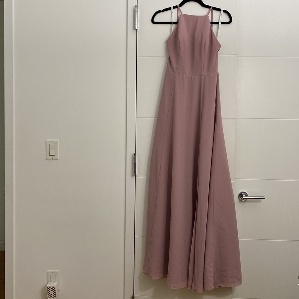 David’s Bridal Chiffon High-Neck A-line Bridesmaid Dress